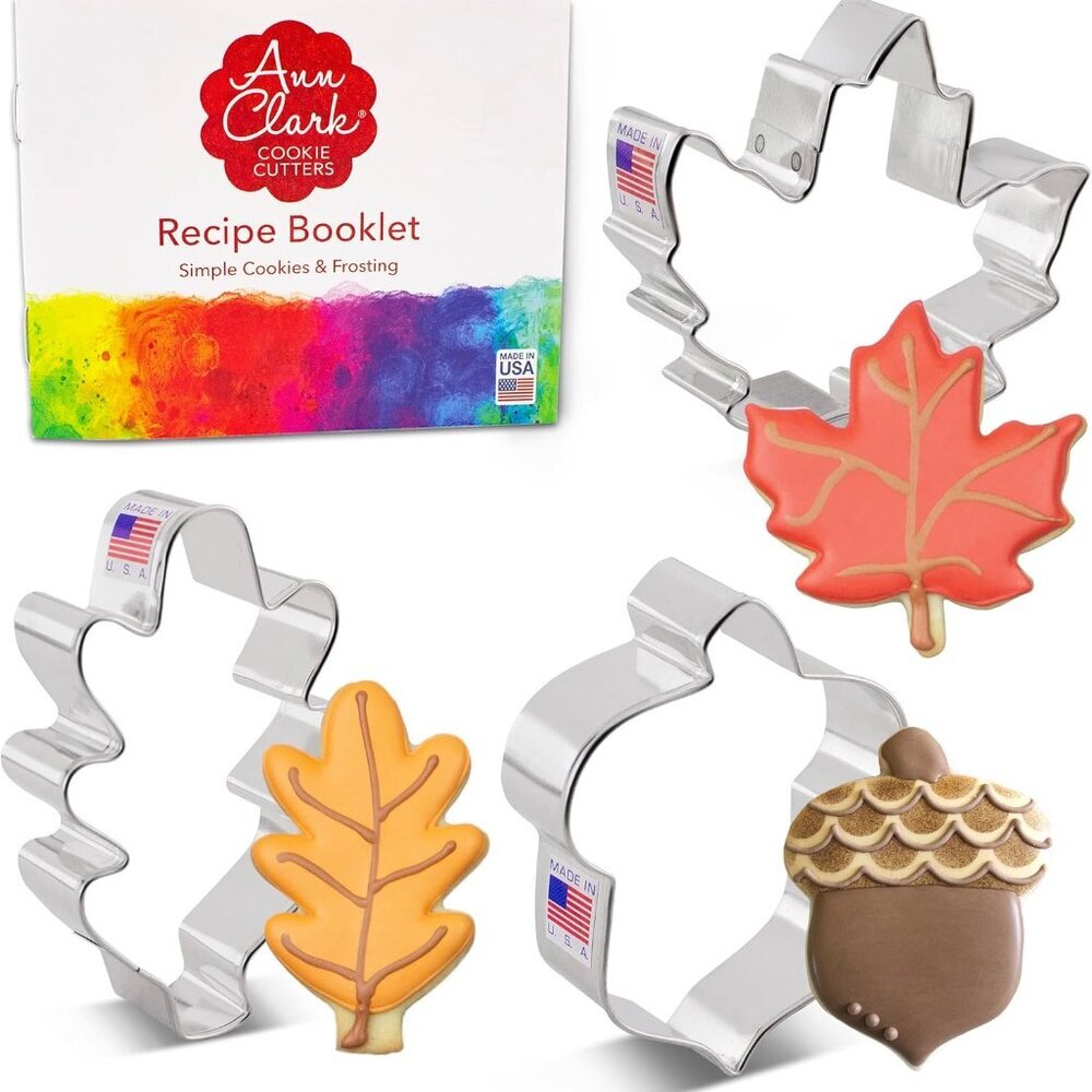 Fall Leaves Cookie Cutters 3-Pc. Set  by Ann Clark, Acorn, Maple Leaf, Oak Leaf